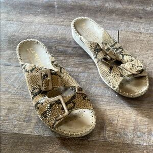 La Plume Snake Print leather slide on Sandals